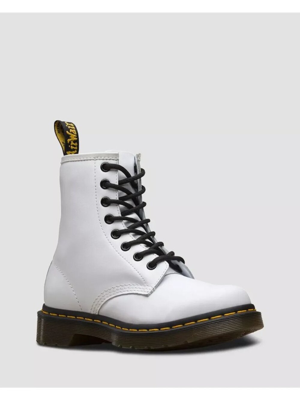 Dr. Martens 1460 White Smooth Leather Lace Up Boots, Size 7